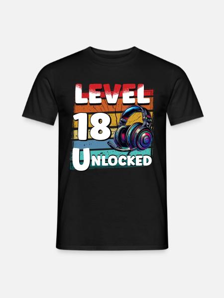 Gaming Geburtstag Level 18 freigeschaltet Zocker - Männer T-Shirt - Schwarz