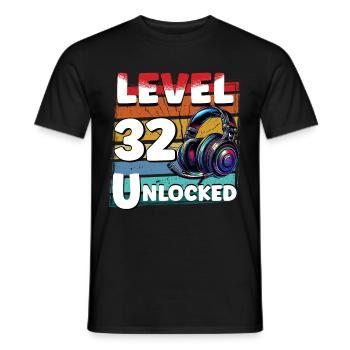 Gaming Geburtstag Level 32 freigeschaltet Zocker - Männer T-Shirt - Schwarz - Vorne - AI Model Male 178 light (178cm)