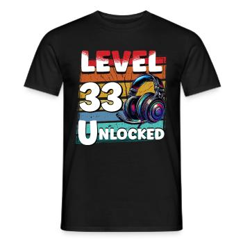 Gaming Geburtstag Level 33 freigeschaltet Zocker - Männer T-Shirt - Schwarz - Vorne - AI Model Male 178 light (178cm)