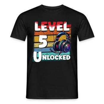 Gaming Anniversaire Niveau 5 Joueur débloqué - T-shirt homme - noir - Devant - AI Model Male 178 light (178cm)