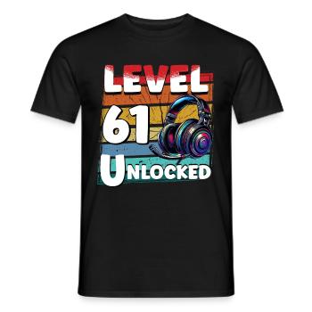 Gaming Birthday Level 61 Unlocked Gamer - Men's T-Shirt - black - Front - AI Model Male 178 light (178cm)