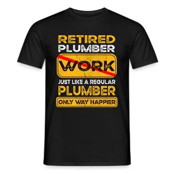 Retirement plumber only happier Retired - Men's T-Shirt - black - Front - AI Model Male 178 light (178cm)