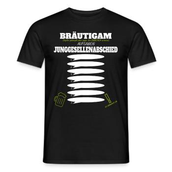Bräutigam Polterer Junggesellenabschied Aufgaben - Männer T-Shirt - Schwarz - Vorne - AI Model Male 178 light (178cm)