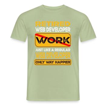 Retirement web developer only happier Retired - Männer T-Shirt - Sage - Vorne - AI Model Male 178 light (178cm)