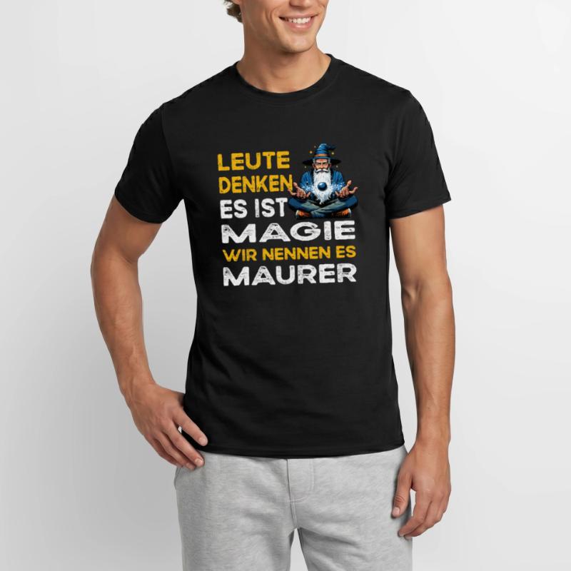 People Thinking Magic Bricklayer Construction Worker Men's T-Shirt