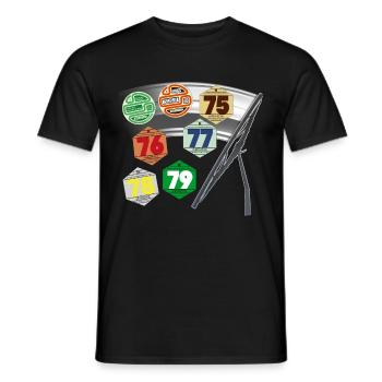 Autoaufkleber 70er 1970er Jahre Souvenir - Männer T-Shirt - Schwarz - Vorne - AI Model Male 178 light (178cm)