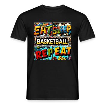Eat sleep Basketball repeat - Men's T-Shirt - black - Front - AI Model Male 178 light (178cm)