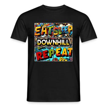 Eat sleep Downhill repeat - Men's T-Shirt - black - Front - AI Model Male 178 light (178cm)