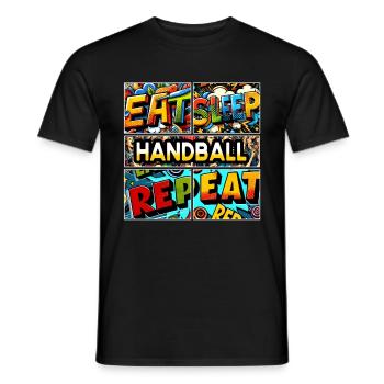 Eat sleep Handball repeat - Männer T-Shirt - Schwarz - Vorne - AI Model Male 178 light (178cm)