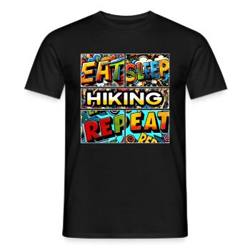 Eat sleep Hiking repeat - Men's T-Shirt - black - Front - AI Model Male 178 light (178cm)