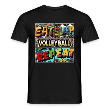 Eat sleep Volleyball repeat - Men's T-Shirt - black - Front - AI Model Male 178 light (178cm)