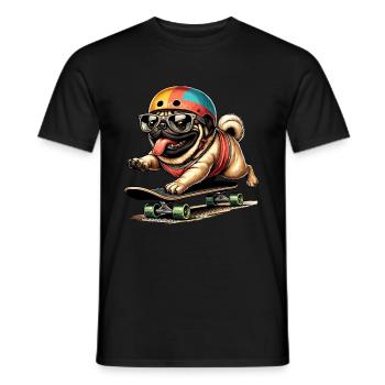 Skater Chien Skateboard Drôle Chiens Mignons - T-shirt homme - noir - Devant - AI Model Male 178 light (178cm)