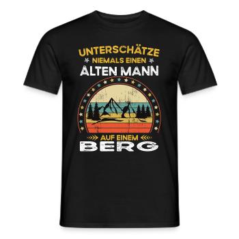 Ne sous-estimez jamais le vieil homme sur une montagne - T-shirt homme - noir - Devant - AI Model Male 178 light (178cm)