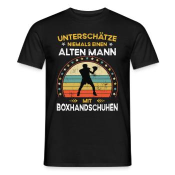 Unterschätze niemals alten Mann mit boxhandschuhen - Männer T-Shirt - Schwarz - Vorne - AI Model Male 178 light (178cm)