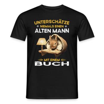 Ne sous-estimez jamais le vieil homme avec un livre - T-shirt homme - noir - Devant - AI Model Male 178 light (178cm)