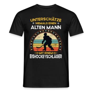 Unterschätze niemals alten Mann eishockeyschläger - Männer T-Shirt - Schwarz - Vorne - AI Model Male 178 light (178cm)
