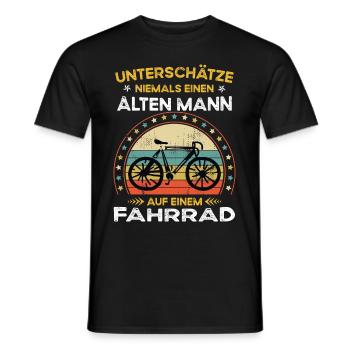 Never underestimate old man on a bike - Men's T-Shirt - black - Front - AI Model Male 178 light (178cm)
