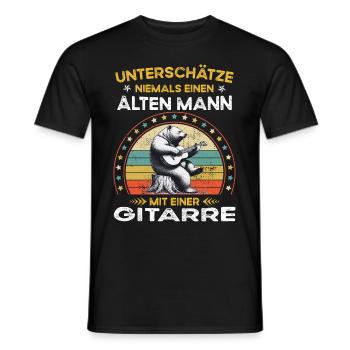 Ne sous-estimez jamais le vieil homme avec une guitare - T-shirt homme - noir - Devant - AI Model Male 178 light (178cm)