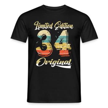 90 Anniversaire Vintage 1934 Edition Limitée - T-shirt homme - noir - Devant - AI Model Male 178 light (178cm)