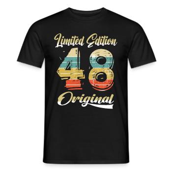 76 ans anniversaire vintage 1948 édition limitée - T-shirt homme - noir - Devant - AI Model Male 178 light (178cm)