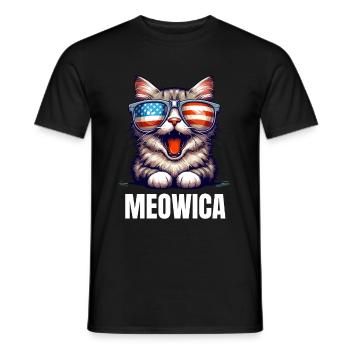 America Cat Independence Day 4th of July USA Kitty - Men's T-Shirt - black - Front - AI Model Male 178 light (178cm)