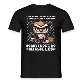 Morning grouch coffee funny saying owl - Men's T-Shirt - black - Front - AI Model Male 178 light (178cm)
