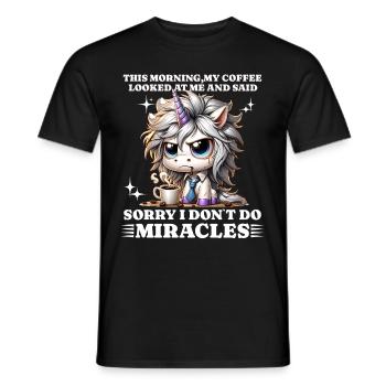 morning grouch coffee funny saying unicorn - Men's T-Shirt - black - Front - AI Model Male 178 light (178cm)