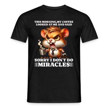 morning grouch coffee funny saying hamster - Men's T-Shirt - black - Front - AI Model Male 178 light (178cm)