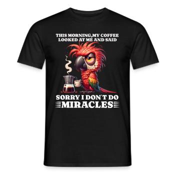 Morning grouch coffee funny saying parrot - Men's T-Shirt - black - Front - AI Model Male 178 light (178cm)