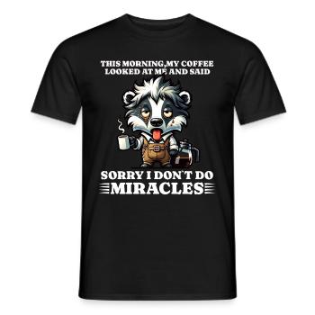 Morning grouch coffee funny saying racoon - Men's T-Shirt - black - Front - AI Model Male 178 light (178cm)