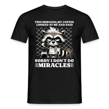 Morning grouch coffee funny saying racoon - Men's T-Shirt - black - Front - AI Model Male 178 light (178cm)