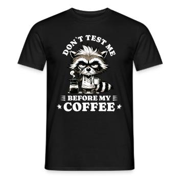 Morgenmuffel Kaffee Anti Frühaufsteher racoon - Männer T-Shirt - Schwarz - Vorne - AI Model Male 178 light (178cm)