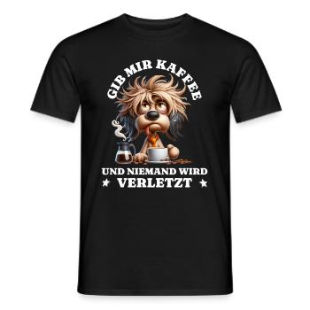 Morning grouch Give me coffee funny dogs - Men's T-Shirt - black - Front - AI Model Male 178 light (178cm)