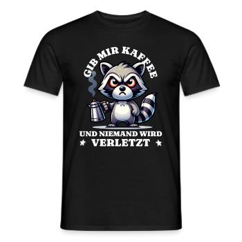 Morning grouch Give me coffee funny raccoon - Men's T-Shirt - black - Front - AI Model Male 178 light (178cm)