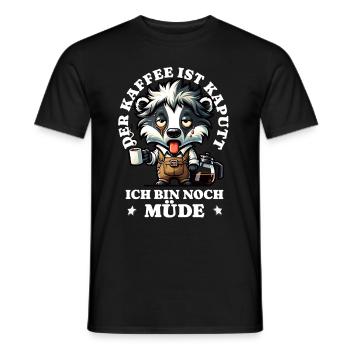 Morgenmuffel Kaffee ist kaputt lustiges Waschbär - Männer T-Shirt - Schwarz - Vorne - AI Model Male 178 light (178cm)