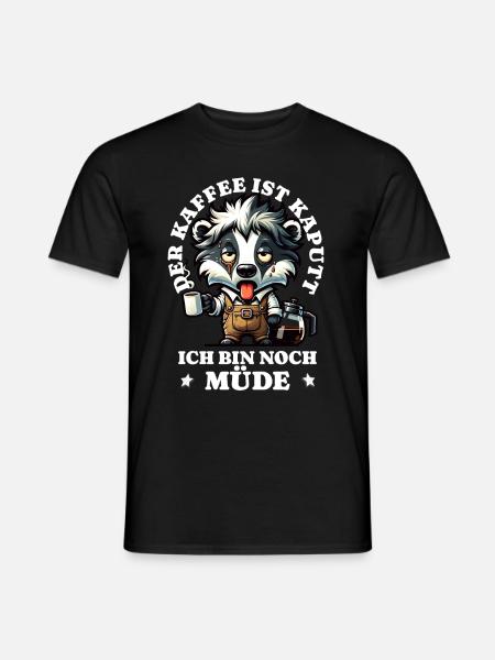 Morgenmuffel Kaffee ist kaputt lustiges Waschbär - Männer T-Shirt - Schwarz
