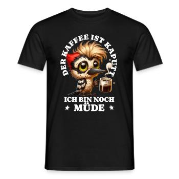 Morgenmuffel Kaffee ist kaputt lustiges Vogel - Männer T-Shirt - Schwarz - Vorne - AI Model Male 178 light (178cm)