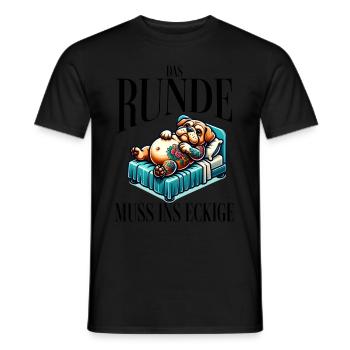 I'm tired so the round has to sleep in the square - Men's T-Shirt - black - Front - AI Model Male 178 light (178cm)