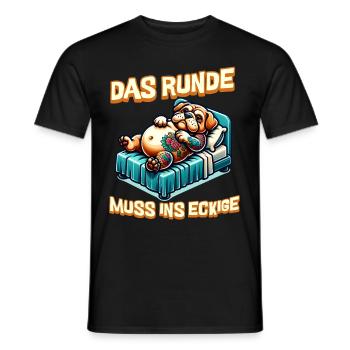 I'm tired so the round has to sleep in the square - Men's T-Shirt - black - Front - AI Model Male 178 light (178cm)