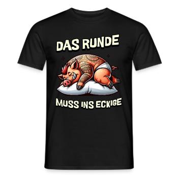 I'm tired so the round has to sleep in the square - Men's T-Shirt - black - Front - AI Model Male 178 light (178cm)