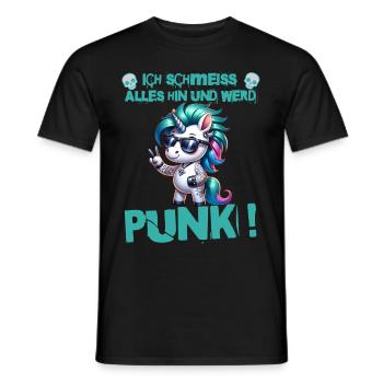 I don't care - Schmeiss alles hin werd Punk Punkrock - Men's T-Shirt - black - Front - AI Model Male 178 light (178cm)