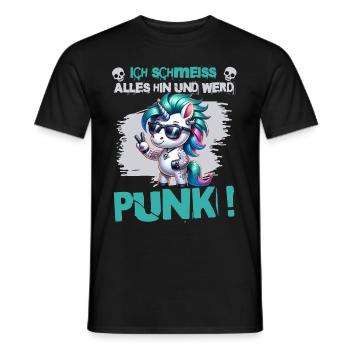 I don't care - Schmeiss alles hin werd Punk Punkrock - Men's T-Shirt - black - Front - AI Model Male 178 light (178cm)