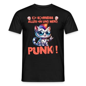 I don't care - Schmeiss alles hin werd Punk Punkrock - Men's T-Shirt - black - Front - AI Model Male 178 light (178cm)