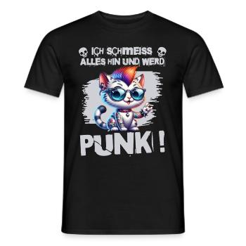 I don't care - Schmeiss alles hin werd Punk Punkrock - Men's T-Shirt - black - Front - AI Model Male 178 light (178cm)