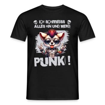 I don't care - Schmeiss alles hin werd Punk Punkrock - Men's T-Shirt - black - Front - AI Model Male 178 light (178cm)