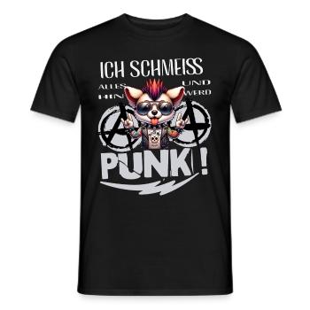 Mir Egal - Schmeiss alles hin werd Punk Punkrock - Männer T-Shirt - Schwarz - Vorne - AI Model Male 178 light (178cm)