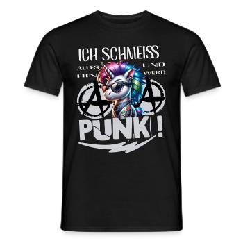 I don't care - Schmeiss alles hin werd Punk Punkrock - Men's T-Shirt - black - Front - AI Model Male 178 light (178cm)