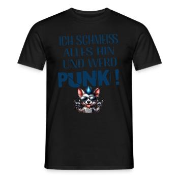 I don't care - Schmeiss alles hin werd Punk Punkrock - Men's T-Shirt - black - Front - AI Model Male 178 light (178cm)