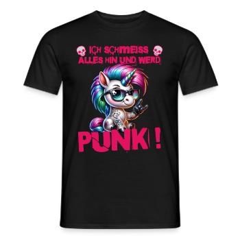 I don't care - Schmeiss alles hin werd Punk Punkrock - Men's T-Shirt - black - Front - AI Model Male 178 light (178cm)