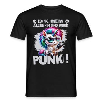 I don't care - Schmeiss alles hin werd Punk Punkrock - Men's T-Shirt - black - Front - AI Model Male 178 light (178cm)